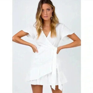 Princess Polly‎ company for one white wrap mini dress